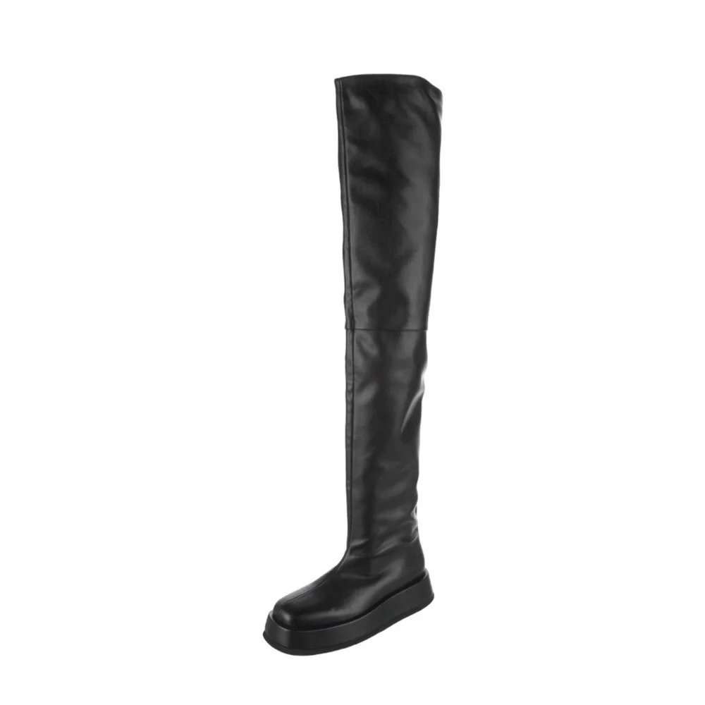 Gia Borghini x RHW | Black Above The Knee Flat Boots - Size IT 38.5